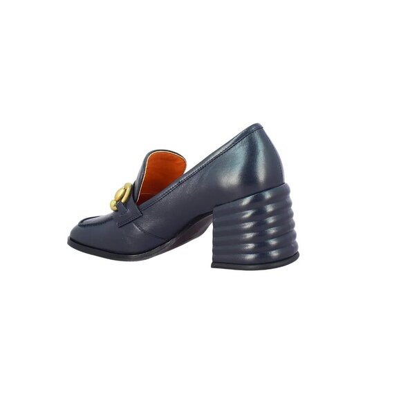 SOLD!! SAINT G Valentina Italian Leather Horsebit Heeled Loafers in Navy size 41 - Picture 6 of 7